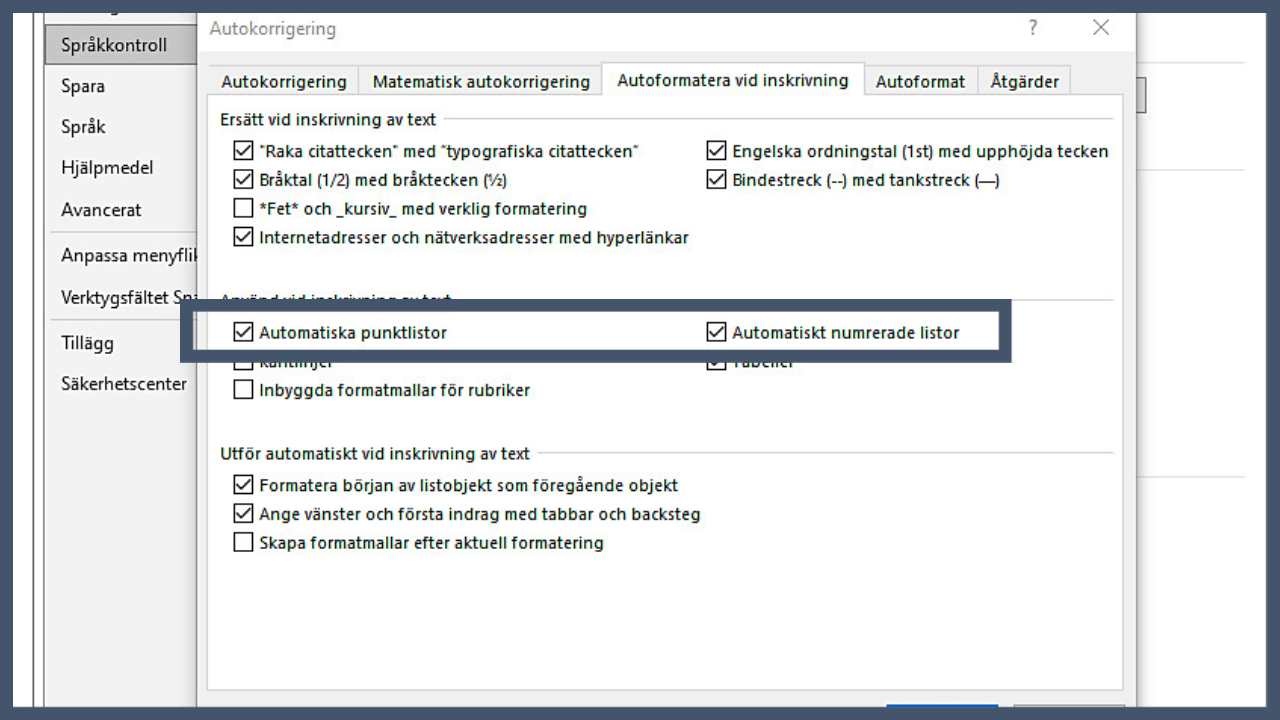 automatiska listor 2